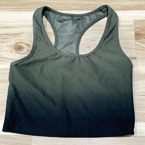 Evolution and Creation Green Black Ombre Racerback Cropped Tank Women’s Medium - Picture 1 of 2